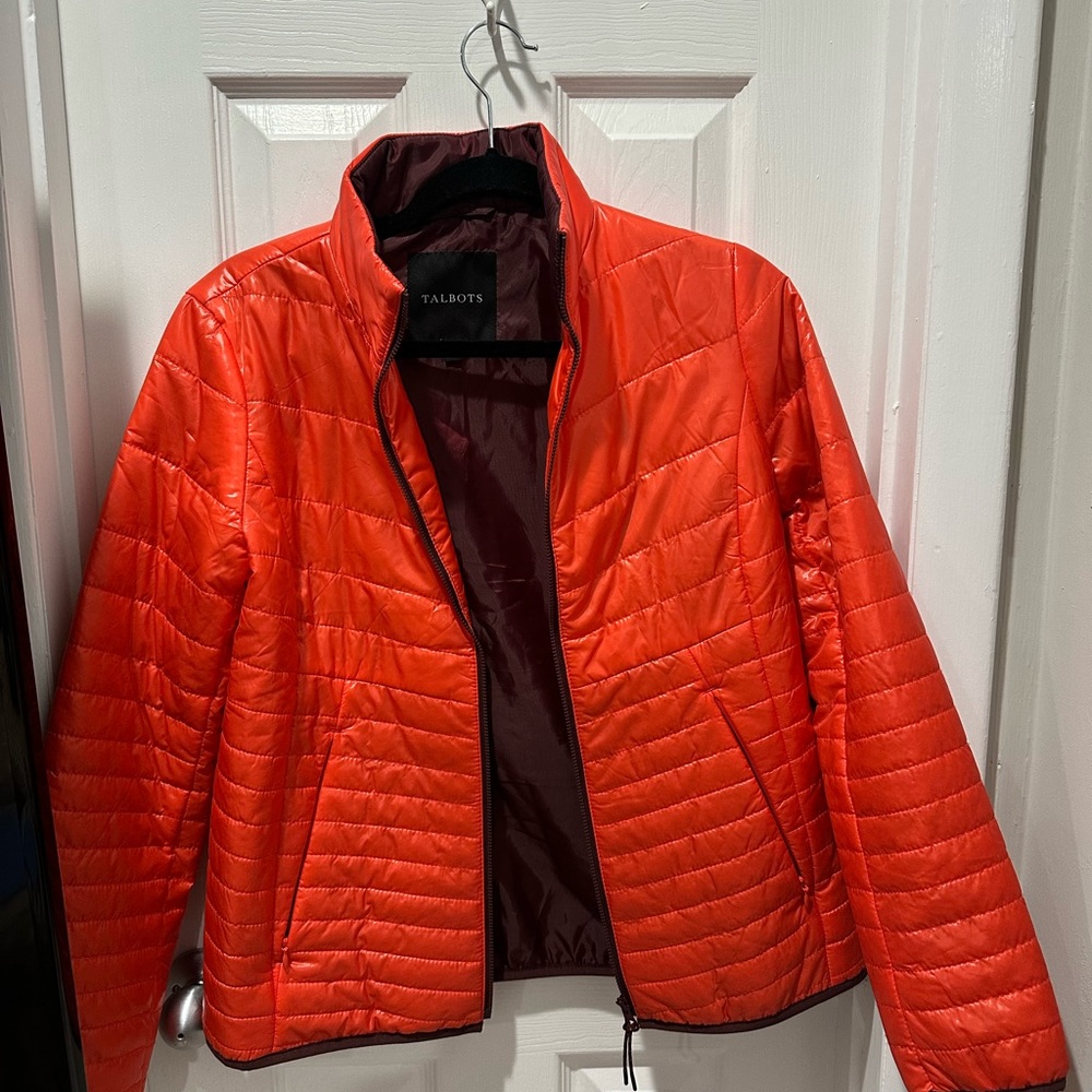 Talbots Women's Bold Red Quilted Puffer Jacket